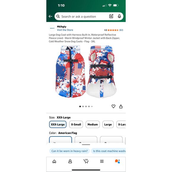 Dog Coat, Warm Dog Jacket with Harness Built in, Dog Winter Coat XXl - Picture 5 of 8